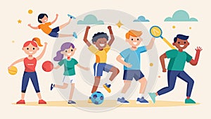 A sportsthemed fitness class that mixes traditional exercises with games and challenges for all ages strengthening both photo