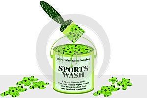 Sportswashing paint and brush, sports washing by governments or organisations to divert attention from human rights record photo