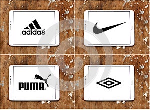 Sportswear companies brands adidas , nike , puma , umbro