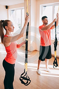 Sportswear prepare training couple gym concept.