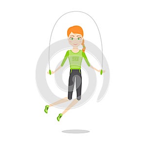 Sportswoman character. Cartoon vector flat illustration.