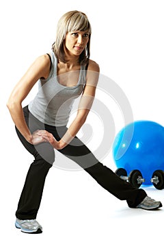 Sportswoman lunging