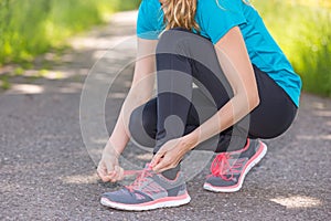 Sportswoman preparing for a run