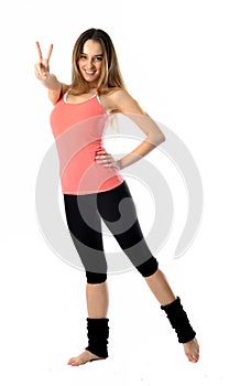 Sporty Aerobics Girl Signing Victory