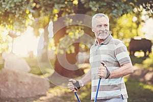 Sporty aged man smiling