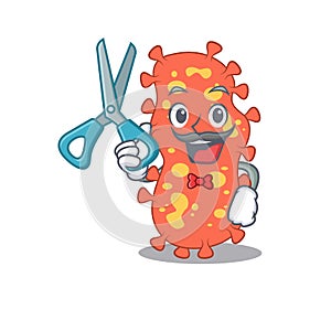 Sporty Bacteroides cartoon character design with barber photo