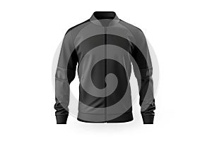 Sporty black windproof jacket mockup on white background - 3D illustration, generative AI