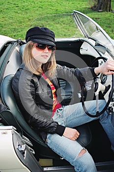Sporty Blond In Sports Car photo