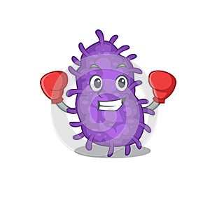 A sporty boxing athlete mascot design of bacteria bacilli with red boxing gloves