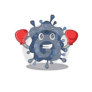 A sporty boxing athlete mascot design of bacteria neisseria with red boxing gloves