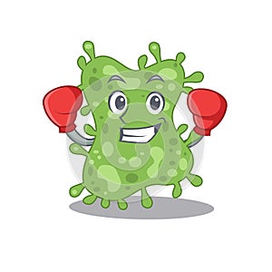 A sporty boxing athlete mascot design of salmonella enterica with red boxing gloves photo