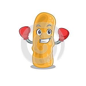 A sporty boxing athlete mascot design of shigella flexneri with red boxing gloves