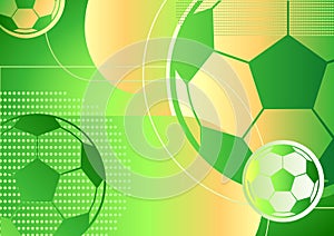 Sporty bright background with soccer balls and gradient colors. Vector illustration