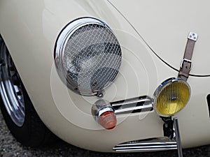 Sporty car fifties race vintage white sport car