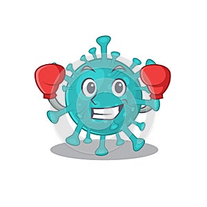 A sporty corona zygote virus boxing mascot design style photo