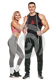 Sporty couple with chain