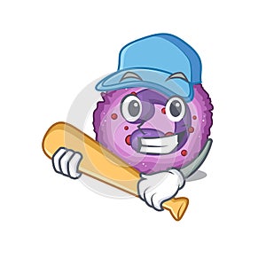 Sporty eosinophil cell cartoon character design with baseball