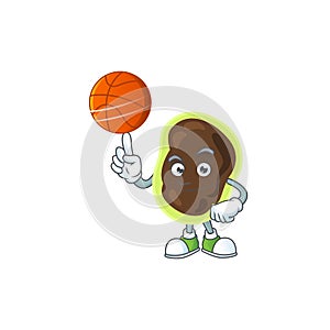 An sporty firmicutes mascot design style playing basketball on league