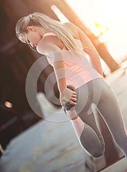 Sporty girl on street