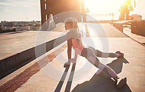 Sporty girl on street