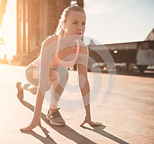 Sporty girl on street