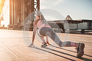 Sporty girl on street