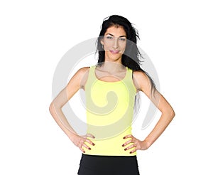 Sporty girl in yellow shirt