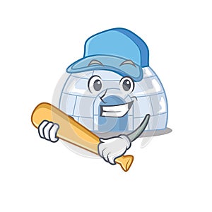 Sporty igloo cartoon character design with baseball