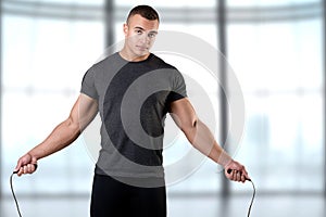 Sporty Man With Jumping Rope