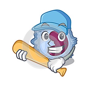 Sporty monocyte cell cartoon character design with baseball