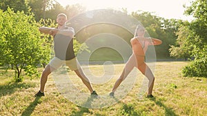 Sporty Morning Young Couple Doing Workout at Sunrise