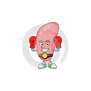 A sporty neisseria gonorhoeae boxing athlete cartoon mascot design style