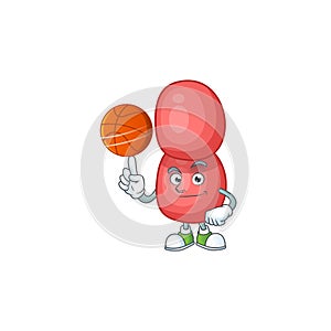 An sporty neisseria gonorrhoeae mascot design style playing basketball on league
