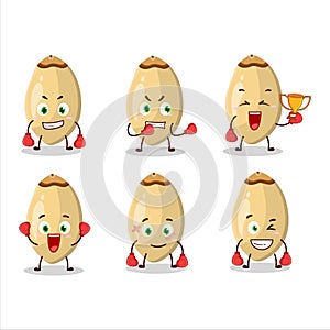 A sporty pine nuts boxing athlete cartoon mascot design