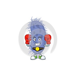 A sporty salmonella typhi boxing athlete cartoon mascot design style