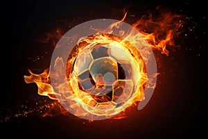 Sporty Soccer ball fire mockup. Generate Ai