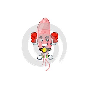 A sporty vibrio cholerae boxing athlete cartoon mascot design style