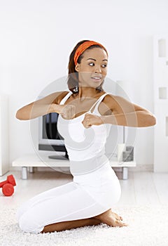 Sporty woman doing exercise