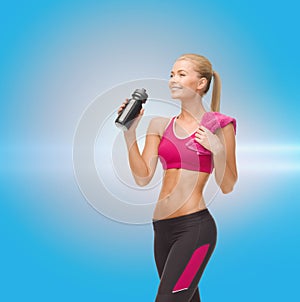 Sporty woman drinking water from sportsman bottle