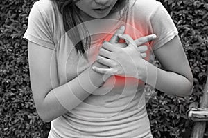 Sporty woman having heart attack - Angina Pectoris, Myocardial I