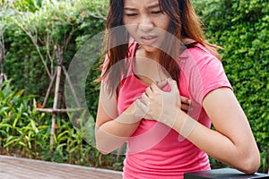 Sporty woman having heart attack - Angina Pectoris, Myocardial I