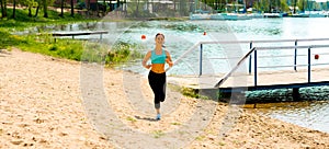 Sporty woman running