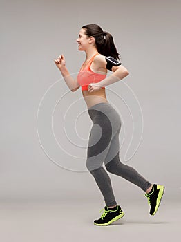 Sporty woman running or jumping