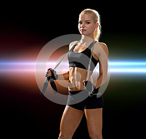 Sporty woman with skipping rope