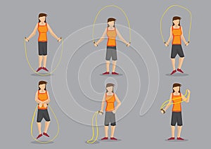 Sporty Woman Skipping Vector Character Illustration