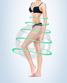 Sporty woman in swimsuit. Health, sport and beauty concept.