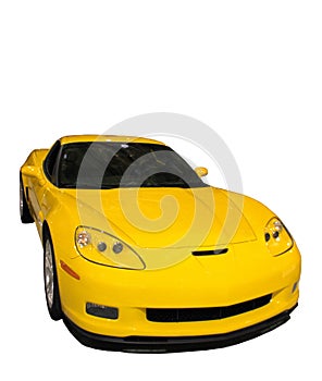 Sporty Yellow Car Isolated Over White