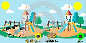 Spot the difference children playground vector graphics