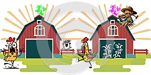 Spot the difference farm party illustration