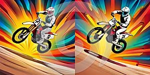 Spot the difference Motorcross jump vector graphics illustration